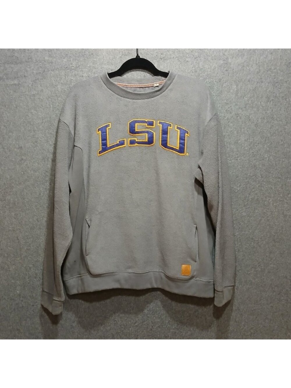 Pressbox Royce Apparel L LSU Longsleeve Fleece with Pockets Collegiate Tigers